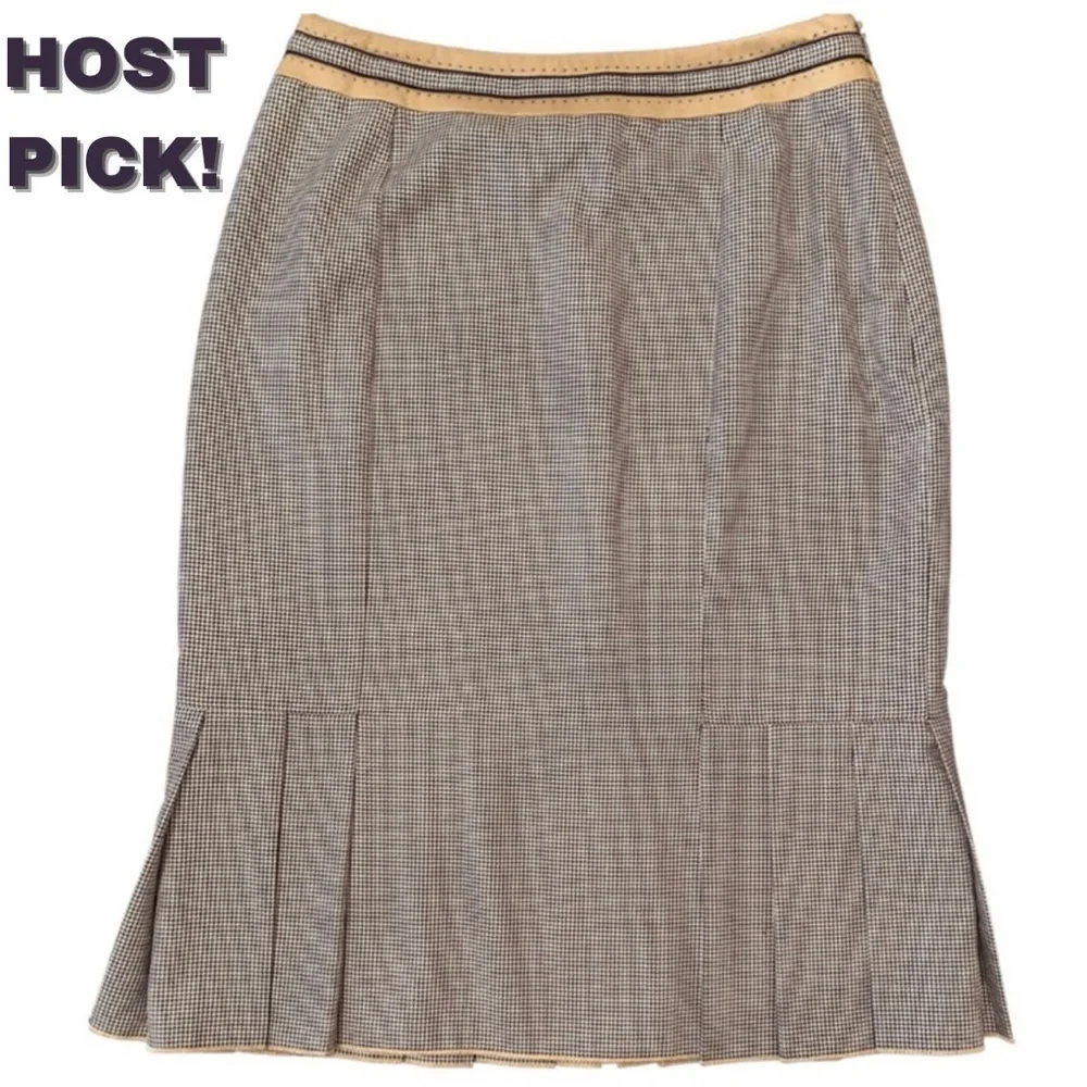 CARLISLE Vintage Houndstooth Fluted Pencil Skirt
